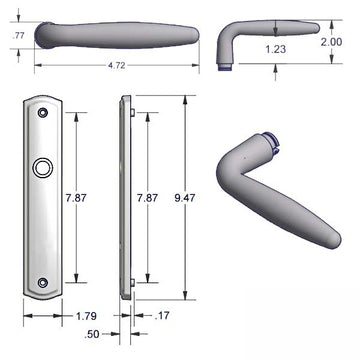 Inactive Handle Set 800C - for Multipoint Locks - Solid Brass - 395221B